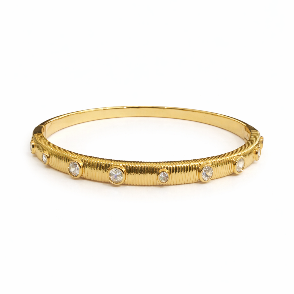 LALA RIBBED CRYSTAL BANGLE