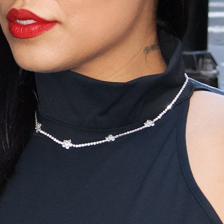 DREAM CRYSTAL NECKLACE & STUDS SILVER SET BUNDLE
