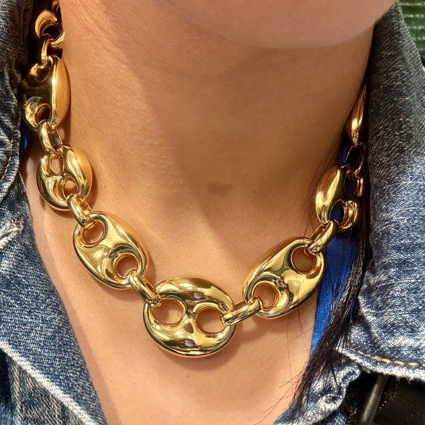LUXE OVAL LINK GOLD NECKLACE/CHOKER
