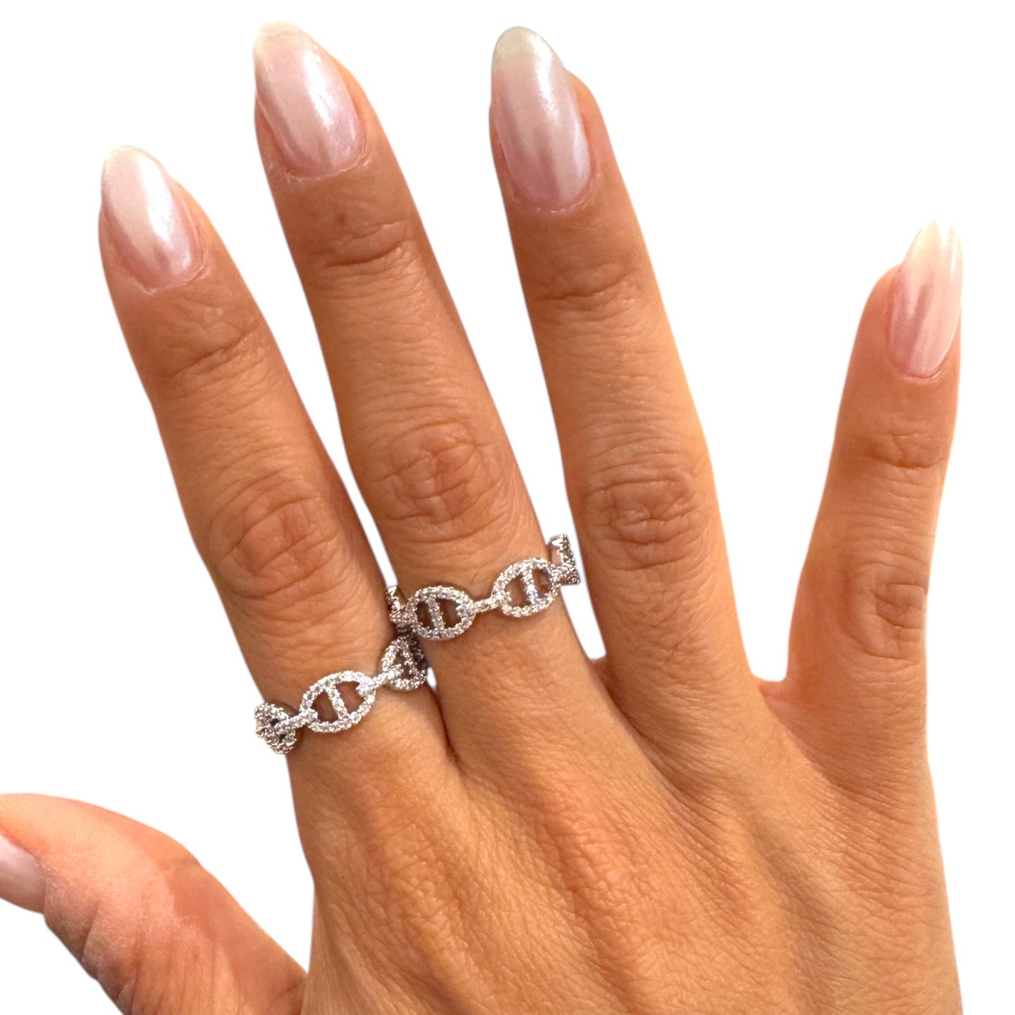LUXE INFINITY LINK CRYSTAL RING - SILVER