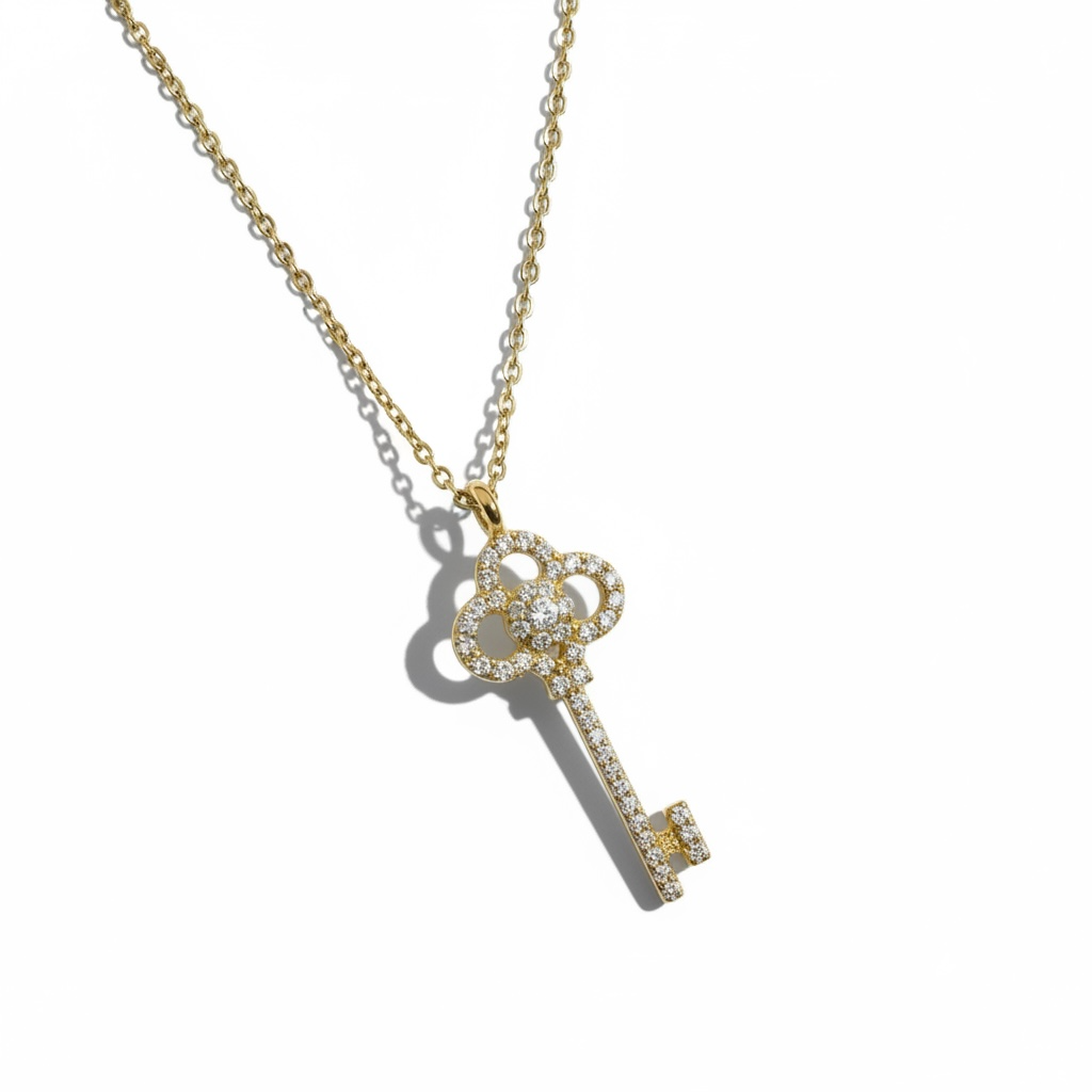 SOFI CRYSTAL KEY PENDANT NECKLACE