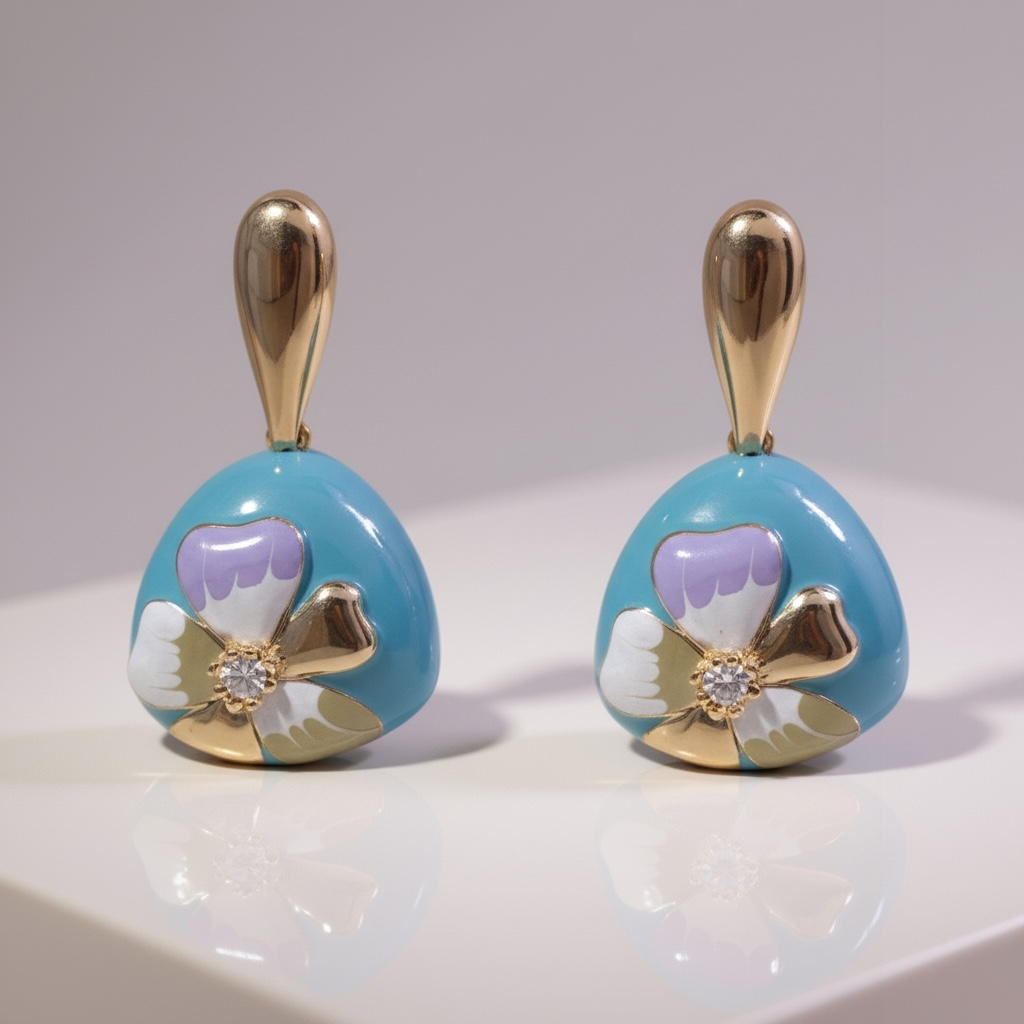 BLUE BLOOM FLOWER PRINT EARRINGS