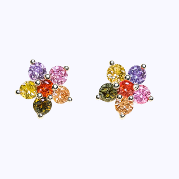 LADY FLOWER NECKLACE & STUDS MULTICOLOR SET