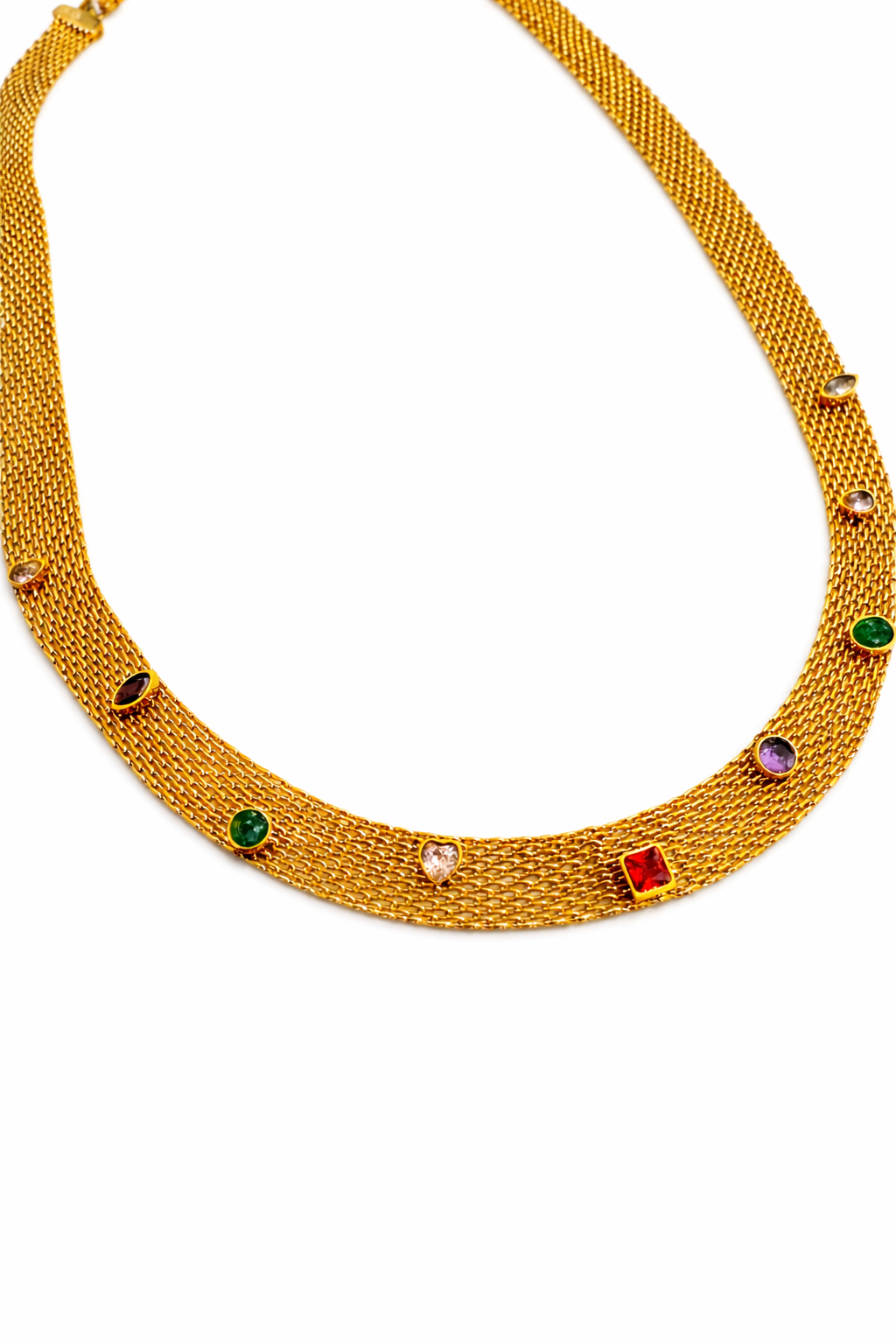 MULTICOLOR GEM MESH CHOKER