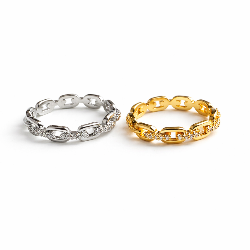 LUXE LINK PAVE RINGS