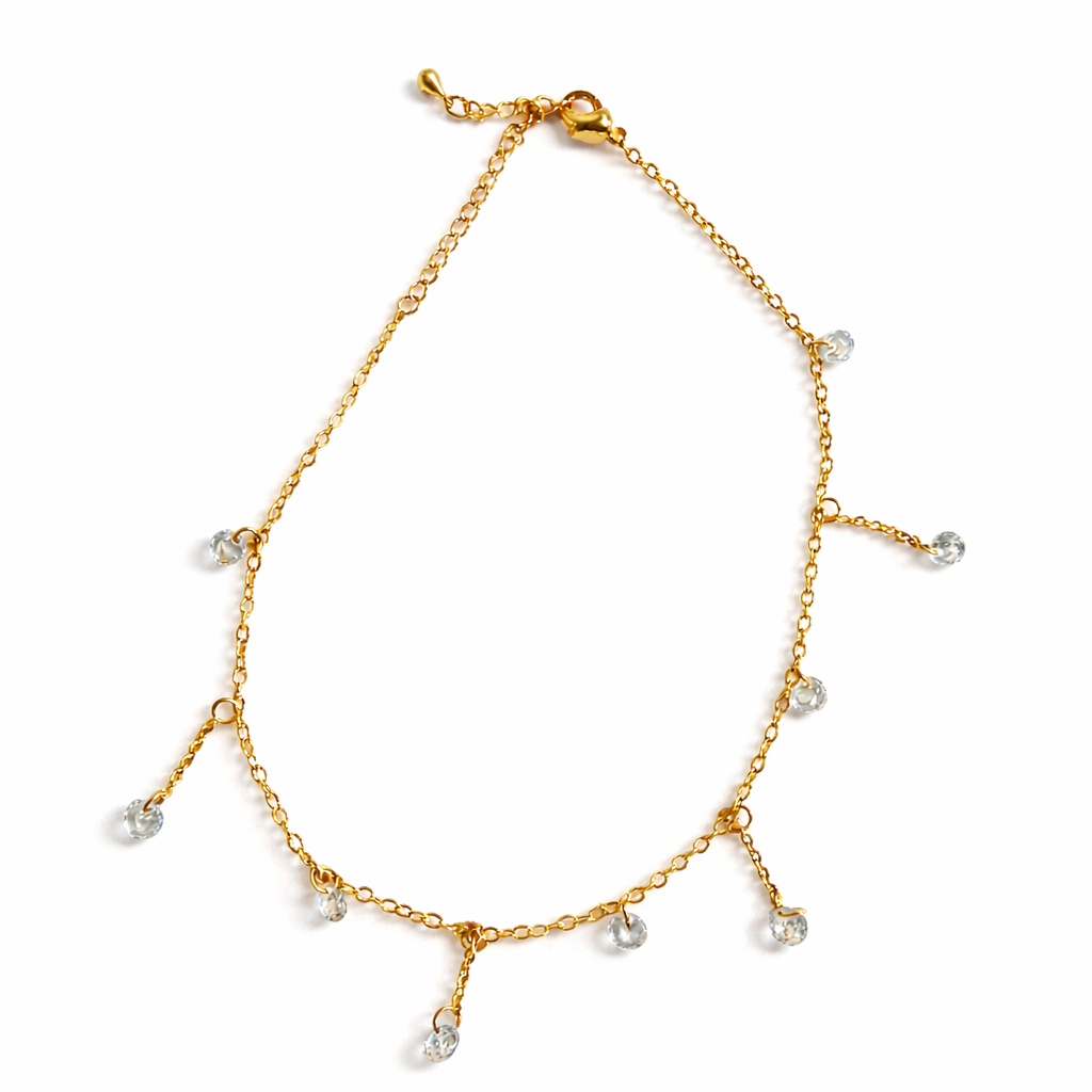 CRYSTAL DROP ANKLET GOLD/SILVER
