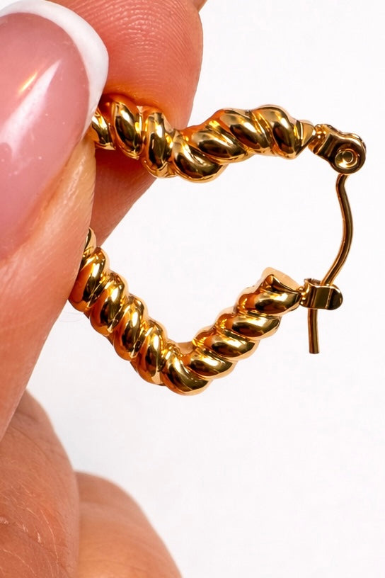 TWISTED GOLD MINI HOOP EARRINGS