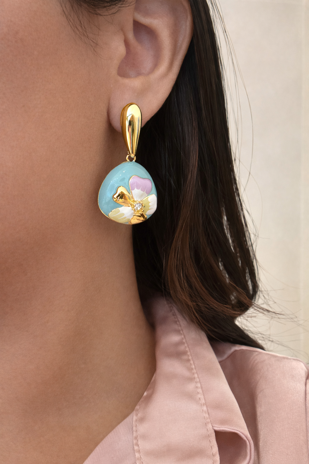 BLUE BLOOM FLOWER PRINT EARRINGS