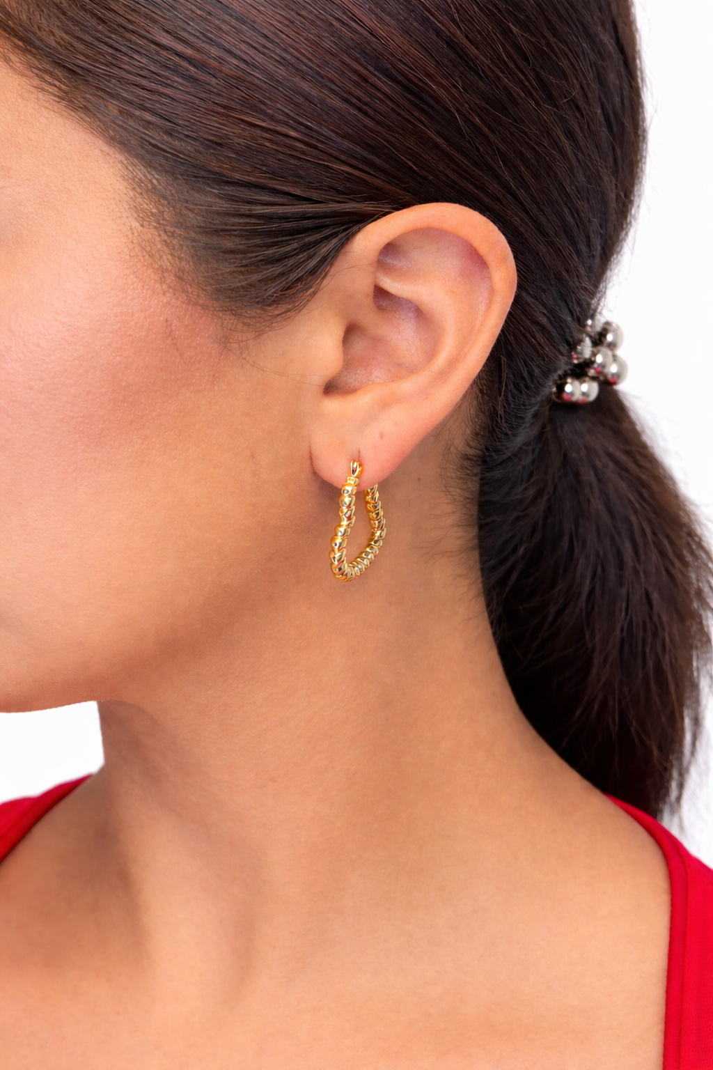 TWISTED GOLD MINI HOOP EARRINGS