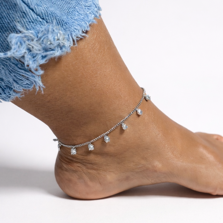 CRYSTAL DROP ANKLET GOLD/SILVER