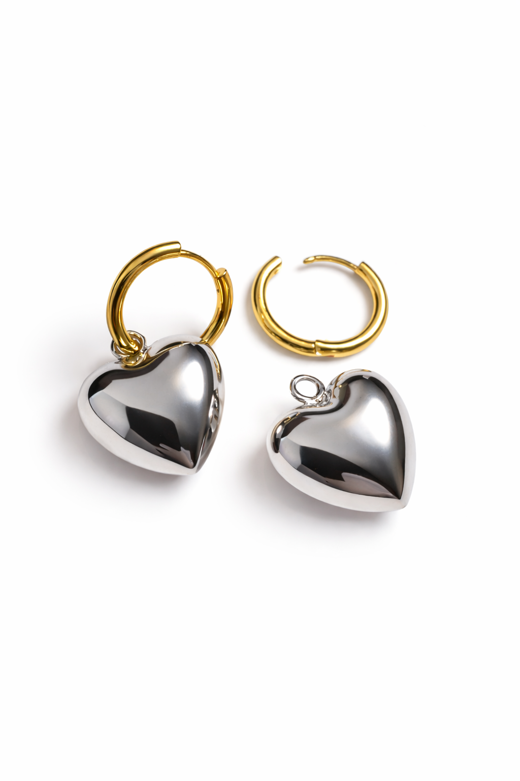 ELI TWO TONE HEART DROP EARRINGS
