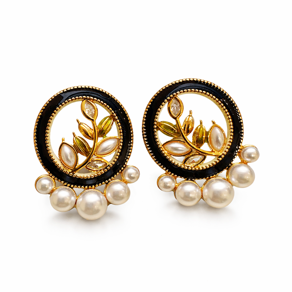 MIDNIGHT PEARL GARDEN EARRINGS