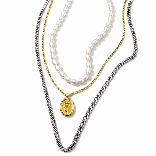 TRINITY PEARL MEDALLION NECKLACE