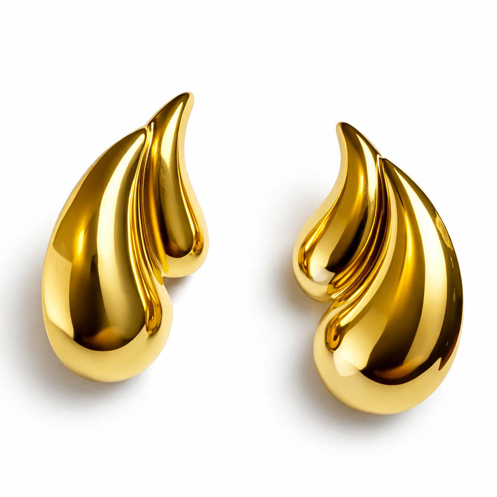 WATER DROP SCULPT EARRINGS GOLD/SILVER