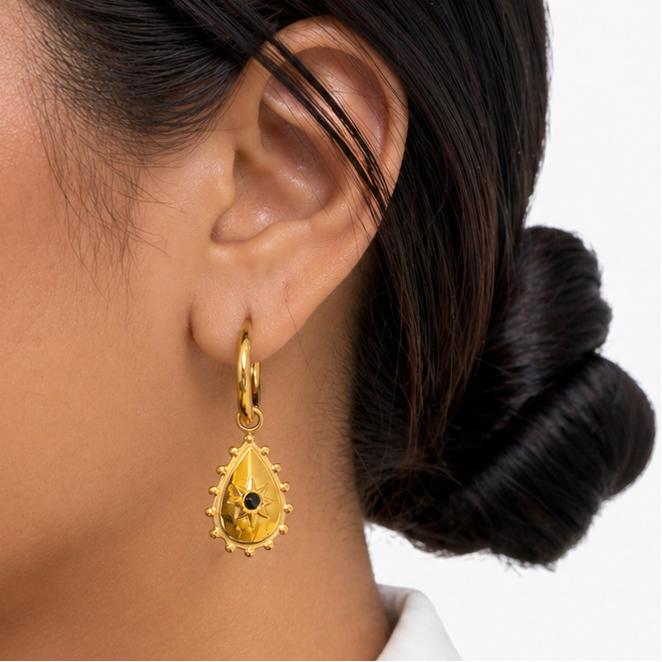 ANGEL STAR CHARM HOOP EARRING