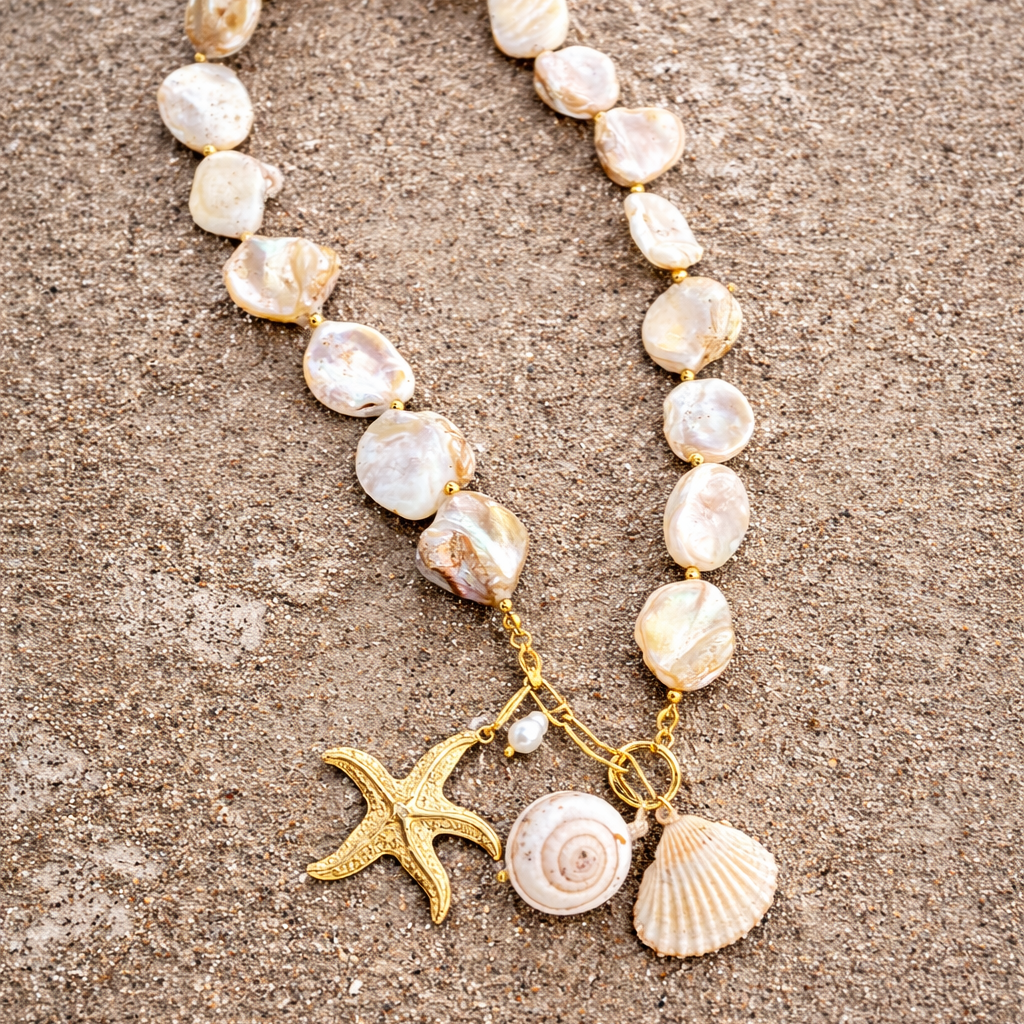 GOLDEN SHORE SEA SHELLS NECKLACE