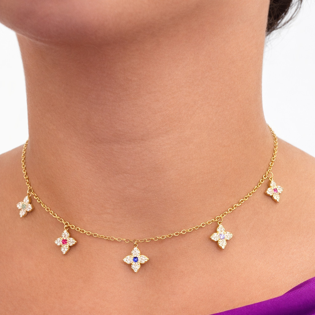 BLOSSOM CHARM NECKLACE SILVER AND GOLD EDITION