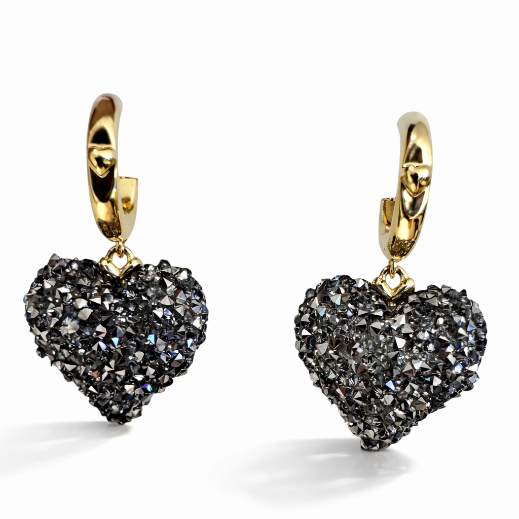 NINA SPARKLE HEART DROP EARRINGS