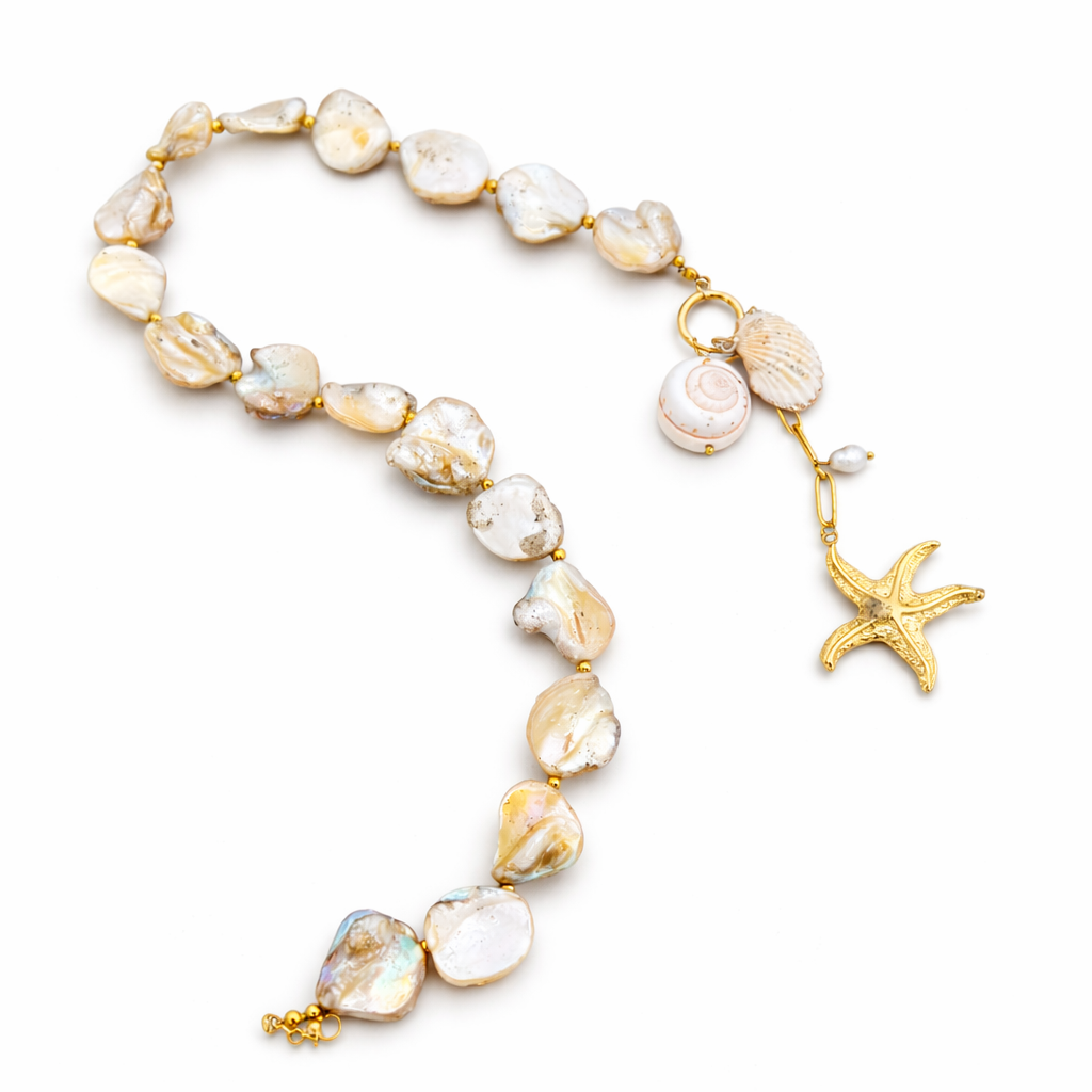 GOLDEN SHORE SEA SHELLS NECKLACE