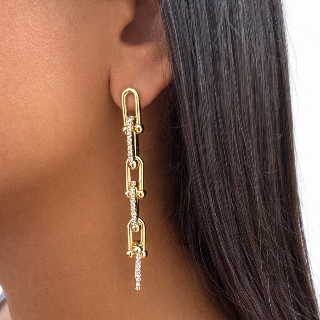 SANDRA GOLD LINK DROP EARRINGS