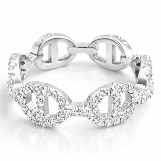 LUXE INFINITY LINK CRYSTAL RING - SILVER