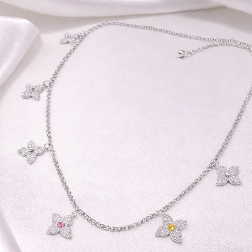 BLOSSOM CHARM NECKLACE SILVER AND GOLD EDITION