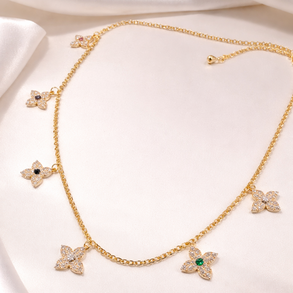 BLOSSOM CHARM NECKLACE SILVER AND GOLD EDITION