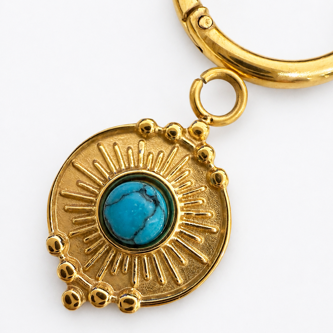SOLARA TURQUOISE CHARM HOOP EARRINGS