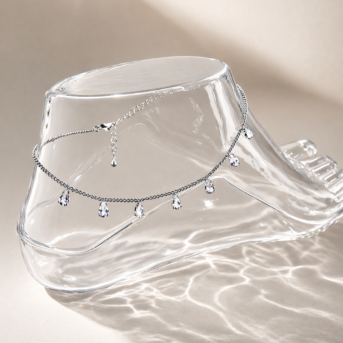 CRYSTAL DROP ANKLET GOLD/SILVER