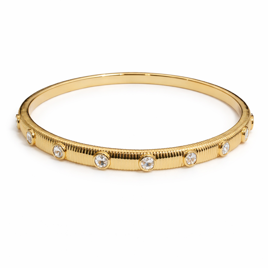 LALA RIBBED CRYSTAL BANGLE