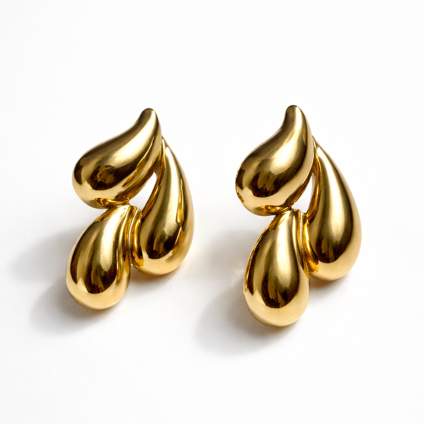 GOLDEN CASCADE SCULPT EARRINGS