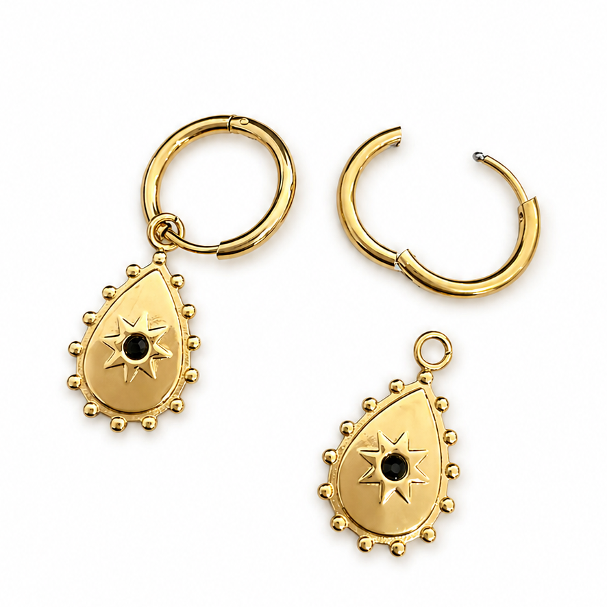 ANGEL STAR CHARM HOOP EARRING