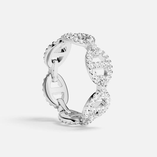 LUXE INFINITY LINK CRYSTAL RING - SILVER
