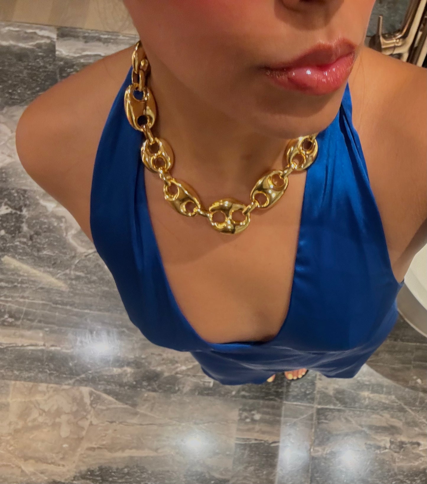 LUXE OVAL LINK GOLD NECKLACE/CHOKER