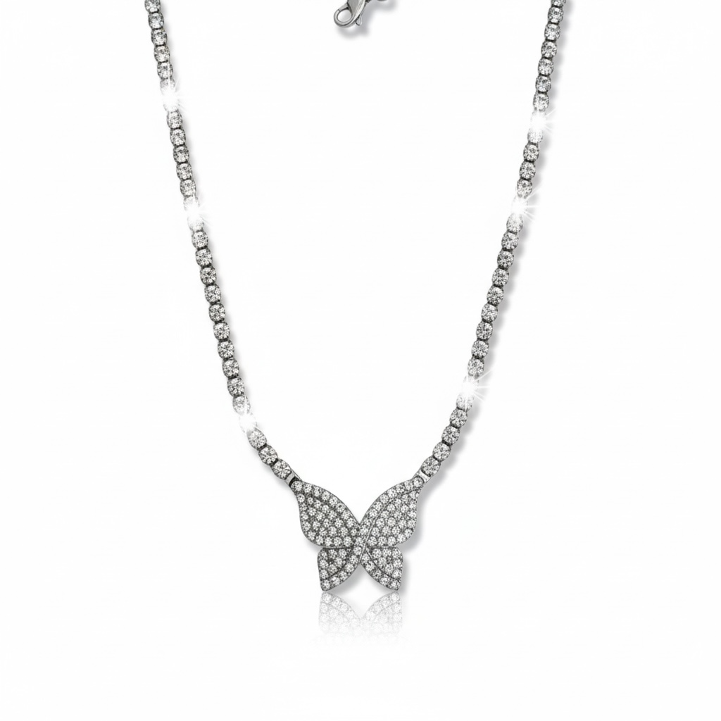 BUTTERFLY SPARKLE NECKLACE & STUD SET
