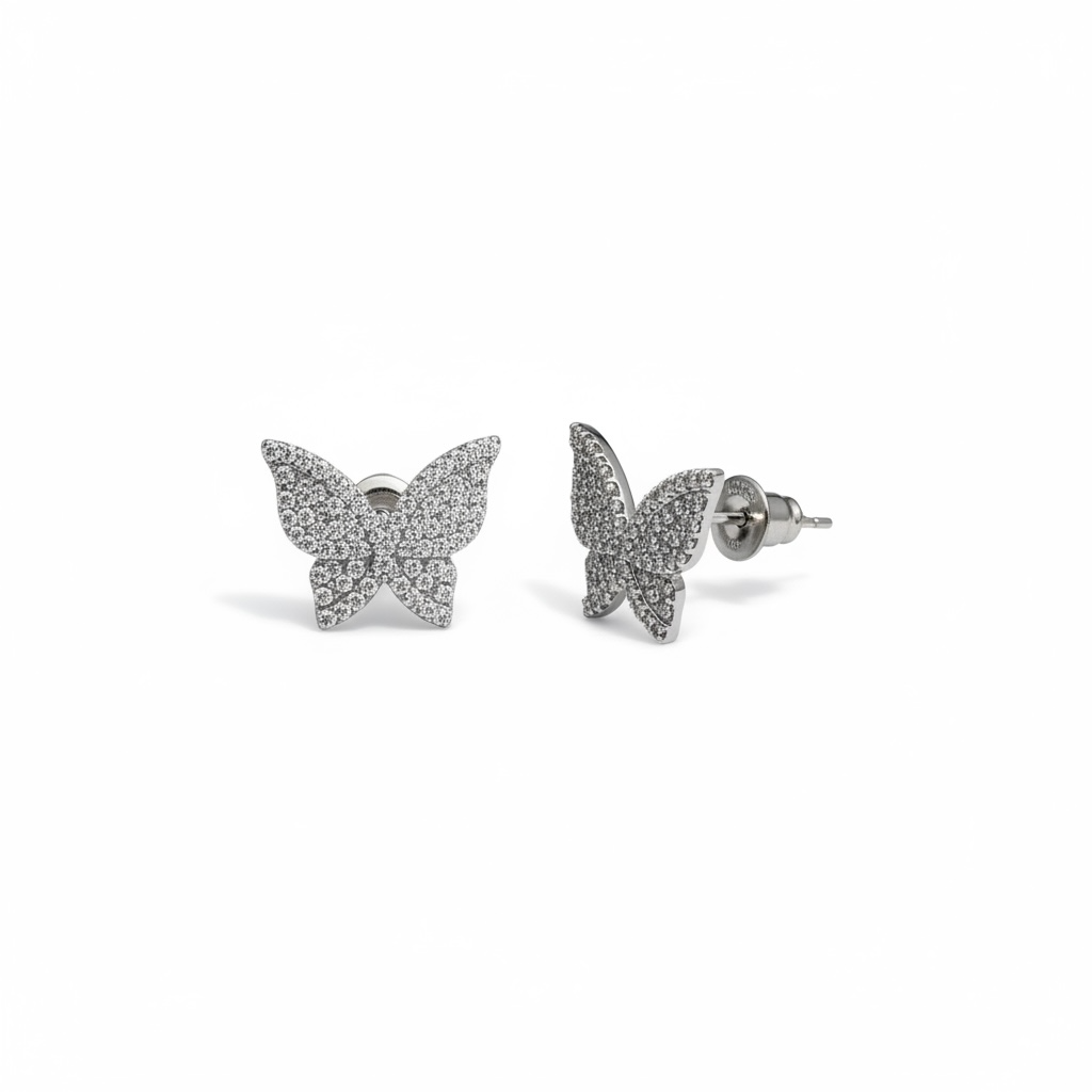 BUTTERFLY SPARKLE NECKLACE & STUD SET