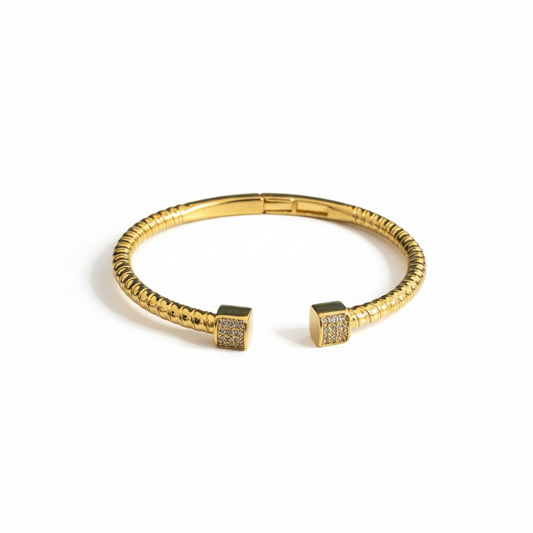 JENNY GOLD CRYSTAL OPEN CUFF BRACELET