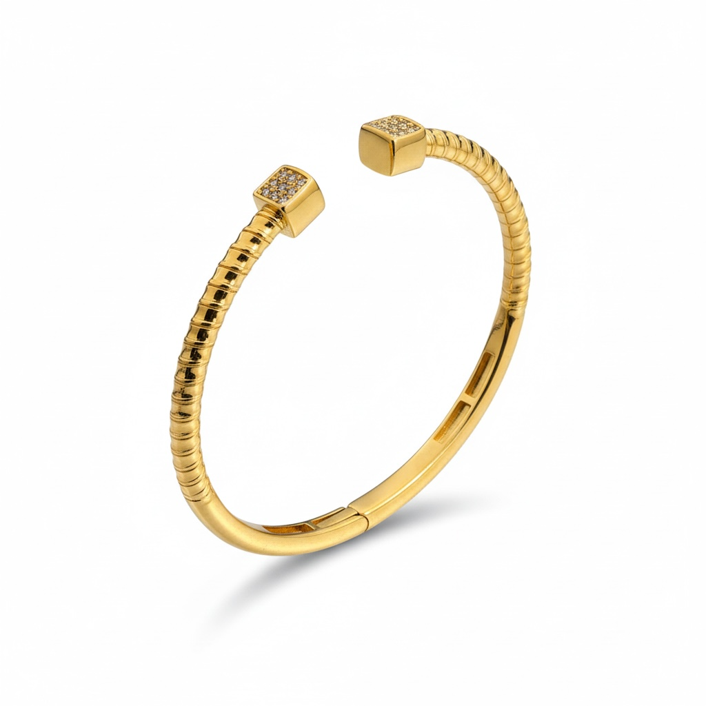 JENNY GOLD CRYSTAL OPEN CUFF BRACELET