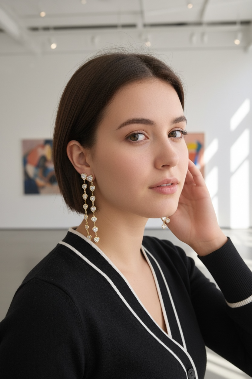 VALEN GOLDEN HEART DROP EARRINGS