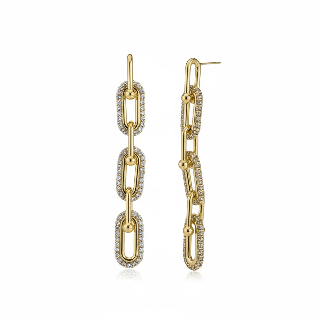 SANDRA GOLD LINK DROP EARRINGS