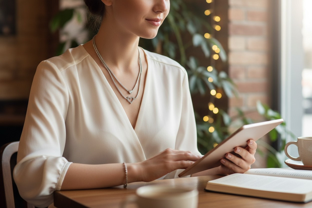 DOUBLE HEART CRYSTAL LAYERED NECKLACE
