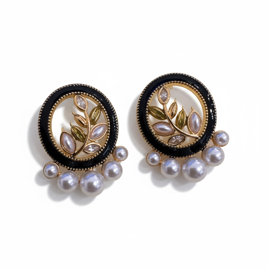 MIDNIGHT PEARL GARDEN EARRINGS