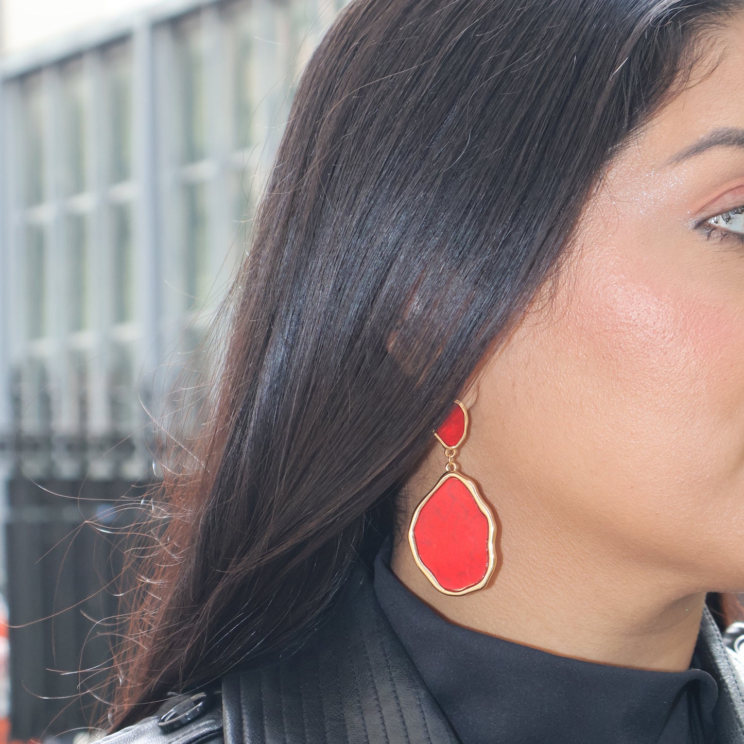 AURORA RED STATEMENT EARRINGS